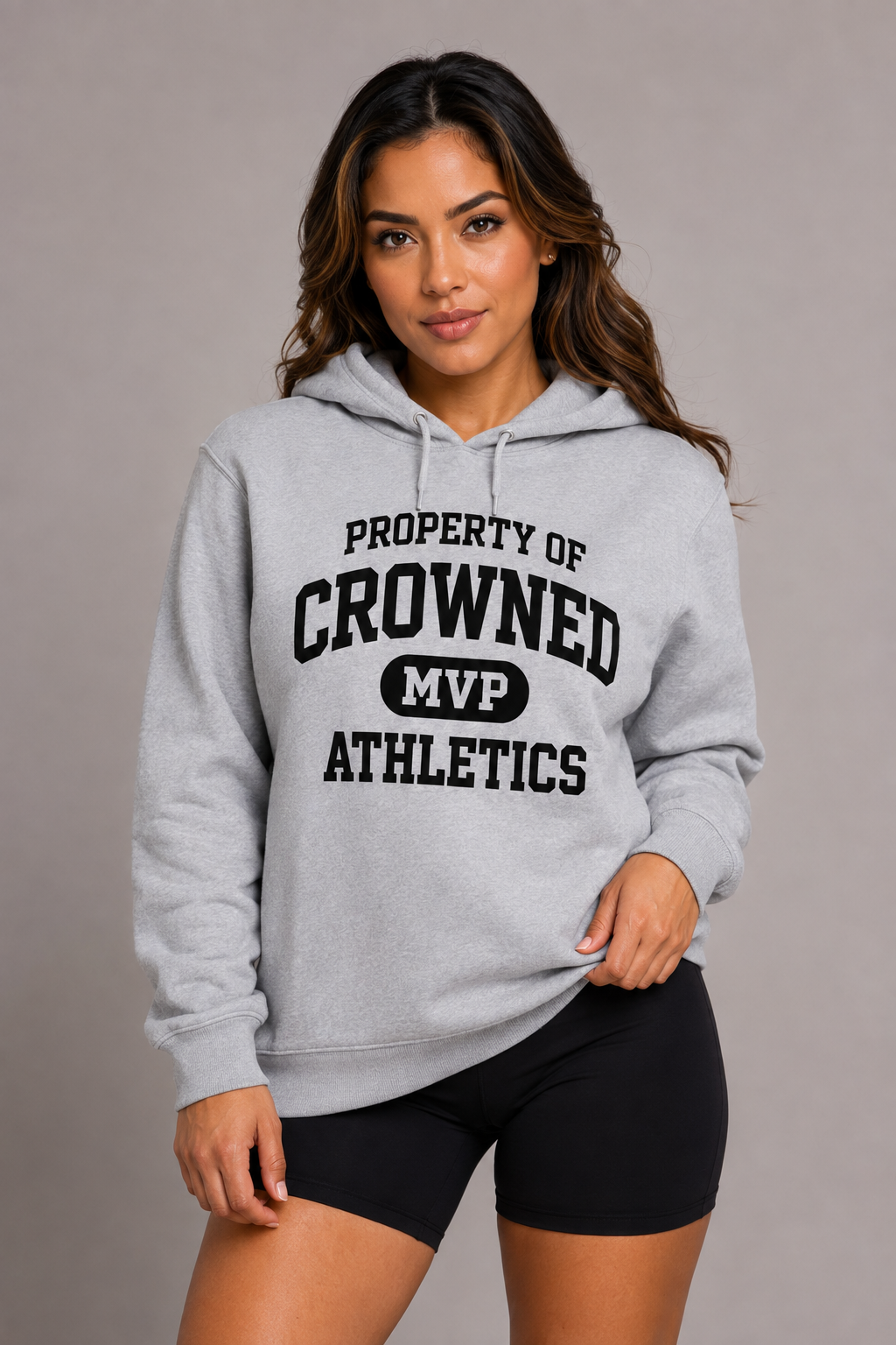Crowned MVP “Property Of” Athletics Hoodie – Heather Grey